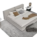 Modern Double Bed Interior Design With Upholstered Headboard Pillows And Bedside Tables 3d model