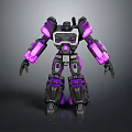 3D Model Sci Fi Robot Character With Black Purple Glowing Mechanical Armor And Joints Design 3d model