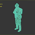 Military Style Game And Movie Character In Camouflage Uniform With Helmet Goggles Backpack And Weapon