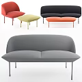 Modern Two Seater Sofa In Various Colors With Matching Ottoman Design 3d model