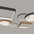 Modern Square And Round Ceiling Lights With Black And Gold Frames Design 3d model