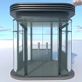 Contemporary Modern Security Booth With Transparent Glass Walls And Metal Roof Design