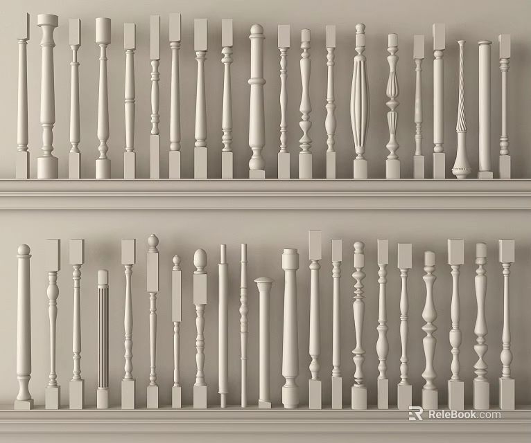 Decorative White Columns With Various Designs And Styles For Home Decoration 3d model 
