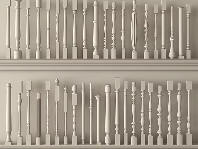 Decorative White Columns With Various Designs And Styles For Home Decoration 3d model