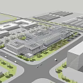 Modern Office Building With Glass Facade Landscaping And Parking Area In Business Complex
