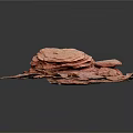 Red Layered Stone Formation With Natural Stacked Rough Textured Surfaces Design 3d model