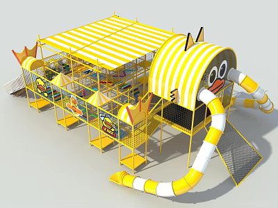 Jungle Crossing Jungle Demon Net Air Expansion Yellow Duck Trampoline Slide Combination 3d model