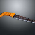 Vintage Hand Saw With Orange Wooden Handle And Rustic Metal Blade