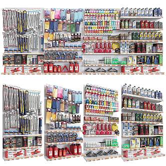 Modern shelf car goods auto parts towel fire extinguisher 3d model