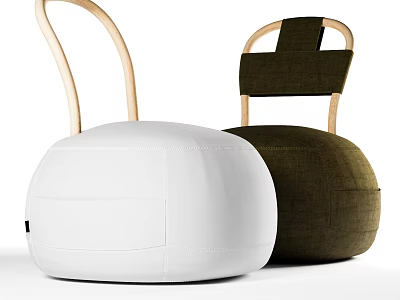 Modern Single Sofa Design Featuring White And Olive Green Upholstery With Wooden Arms 3d model