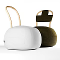Modern Single Sofa Design Featuring White And Olive Green Upholstery With Wooden Arms