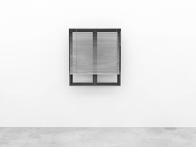 Interior View Of Sleek Horizontal Window Blinds On White Wall With Gray Floor 3d model