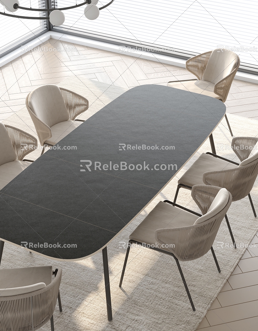 Outdoor dining table and chair combination 3d model