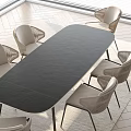 Spacious Modern Dining Table With Light Gray Chairs In Bright Room 3d model