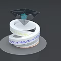 White Spiral Decorative Sculpture With Colorful Patterns And Transparent Diamond Top 3d model