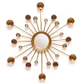 Golden Sunburst Decorative Mirror With Small Round Mirrors And Radiating Arms