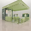 Elegant Jewelry Store With Light Green Display Counters And Ceiling Lighting 3d model