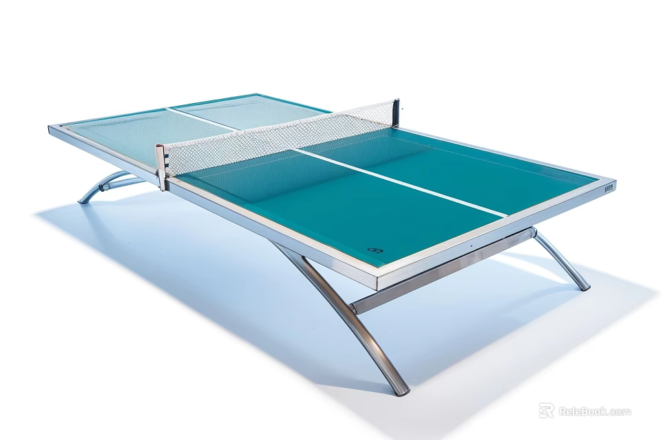 Sturdy Green Ping Pong Table With White Net Metal Legs Stable Design Sports Equipment 3d model 