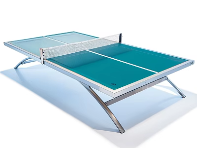 Sturdy Green Ping Pong Table With White Net Metal Legs Stable Design Sports Equipment 3d model