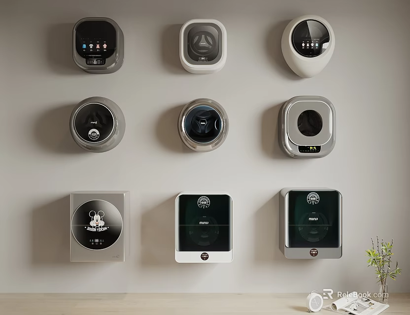 Modern Washing Machines In Various Styles With Sleek Design And Smart Control Panels 3d model 