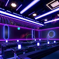 Modern Bar Interior Design With Neon Lights And Seating Area Lighting Effects