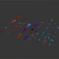 Colorful Cosmic Aerospace Components Including Rocket Satellite And Probe Models