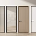 Various Hinged Doors Featuring Black Frames Glass Panels Wooden and White Styles