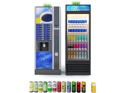 Refrigerated Vending Machines with Coffee Drinks Bottled Beverages and Assorted Cans 3d model