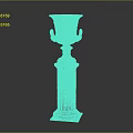 Classical Stone Pillar With Ornamental Carved Top And Textured Design