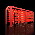 Traditional Red Frame Structure With Hanging Red Lanterns And Fu Characters 3d model