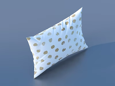 Light Blue Pillow With Gold Polka Dot Pattern For Home Decor 3d model