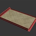 Dark Wooden Frame Serving Tray With Light Woven Surface For Home Decor And Daily Use