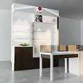 White Brown Display Cabinet Shelving With Glass Counter Yami Logo Green Fruit And Shelves
