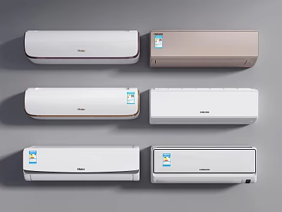 Wall Mounted Air Conditioner Fans With Various Colors Haier Midea Brands Sleek Design 3d model