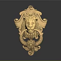 Elegant Golden Lion Head Decorative Ornament Set With Vintage Design For Home Decoration