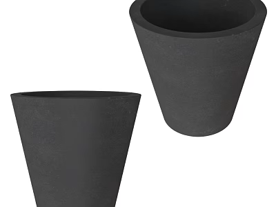 Two Black Conical Ceramic Vessels With Smooth Finish For Modern Home Decor 3d model