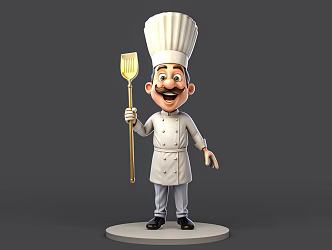 Chef Role Professional Happy Chef Middle-aged Cartoon Role Cartoon Role Character Hand Photo Board 3d model