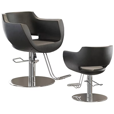 Two Modern Black Leather Massage Chairs With Ergonomic Design And Silver Metal Base 3d model