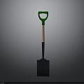 Durable Garden Shovel With Green Handle Wooden Shaft And Black Blade