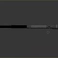 Modern Metal Weapon Design with Black Handle Silver Body and Orange Accent Features
