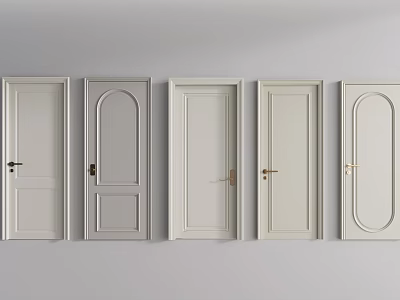 Various Design Hinged Doors in White and Light Gray for Interior Home 3d model