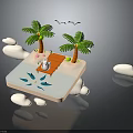 Sci Fi Futuristic Tropical Scene With Advanced Palms Hovering Bridge Mechanical Creature And Energy Ripples