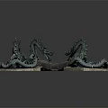 Mythical Dragon Sculptures as Decorative Art with Intricate Details on Bases