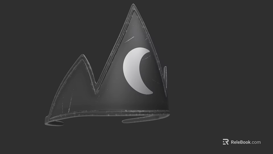 Elegant Black Crown Jewelry With Moon Design And Triangular Silhouette 3d model 