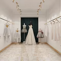 Bright Bridal Shop Interior With Wedding Dresses