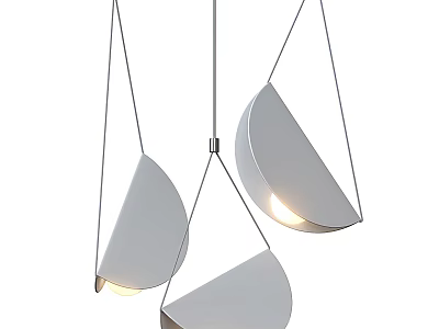 Modern Geometric Hanging Chandelier With Semicircular Shades And Warm Glowing Light 3d model