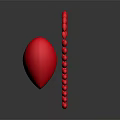 Small Red Hearts Form Large Outline Around Red Heart Balloon on Dark Background with Reflection