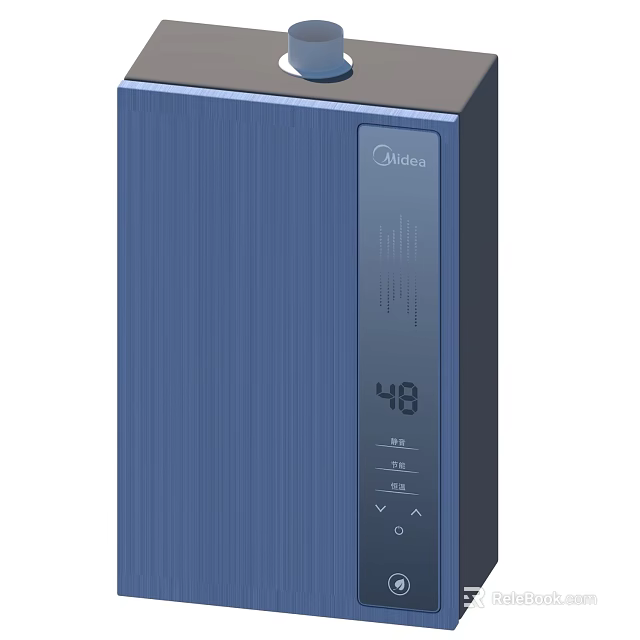 Midea Blue Stainless Steel Kitchen Appliance With Digital Display And Control Buttons 3d model 