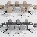 Modern Office Conference Table With Ergonomic Chairs And Meeting Essentials Setup 3d model
