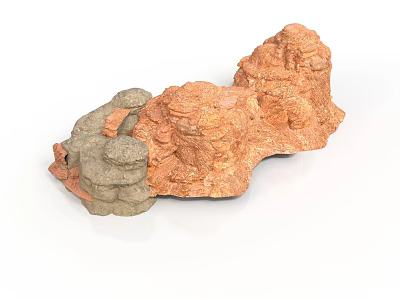 Natural Wood and Stone Decorative Sculpture With Textured Surface and Artistic Design 3d model